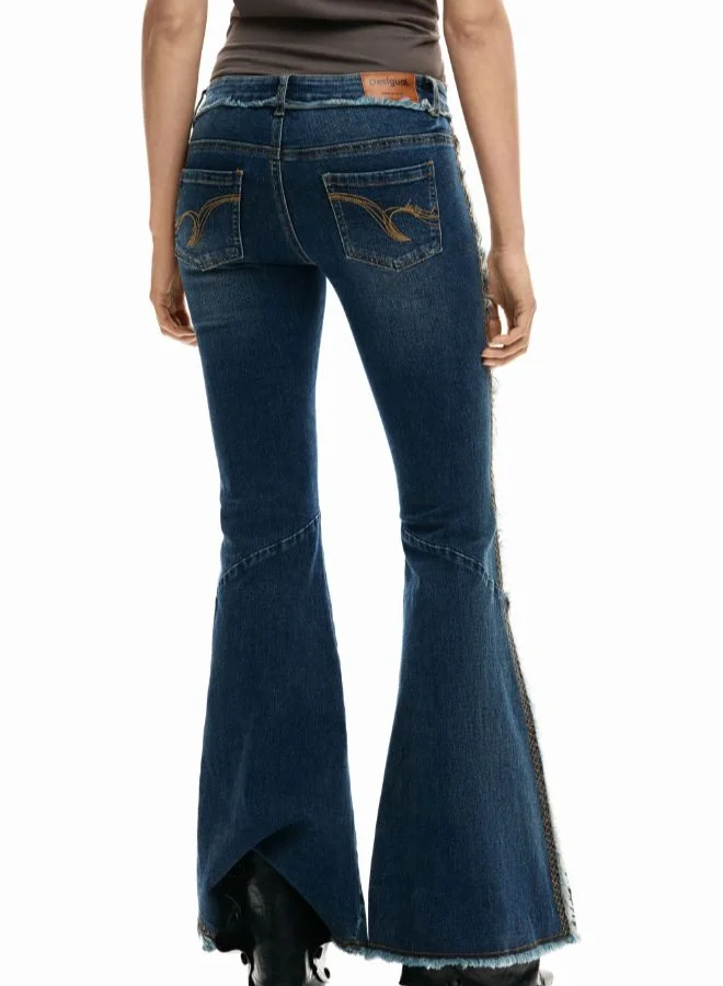 Desigual Blue Flared Frayed Jeans for Women | Best Price UAE